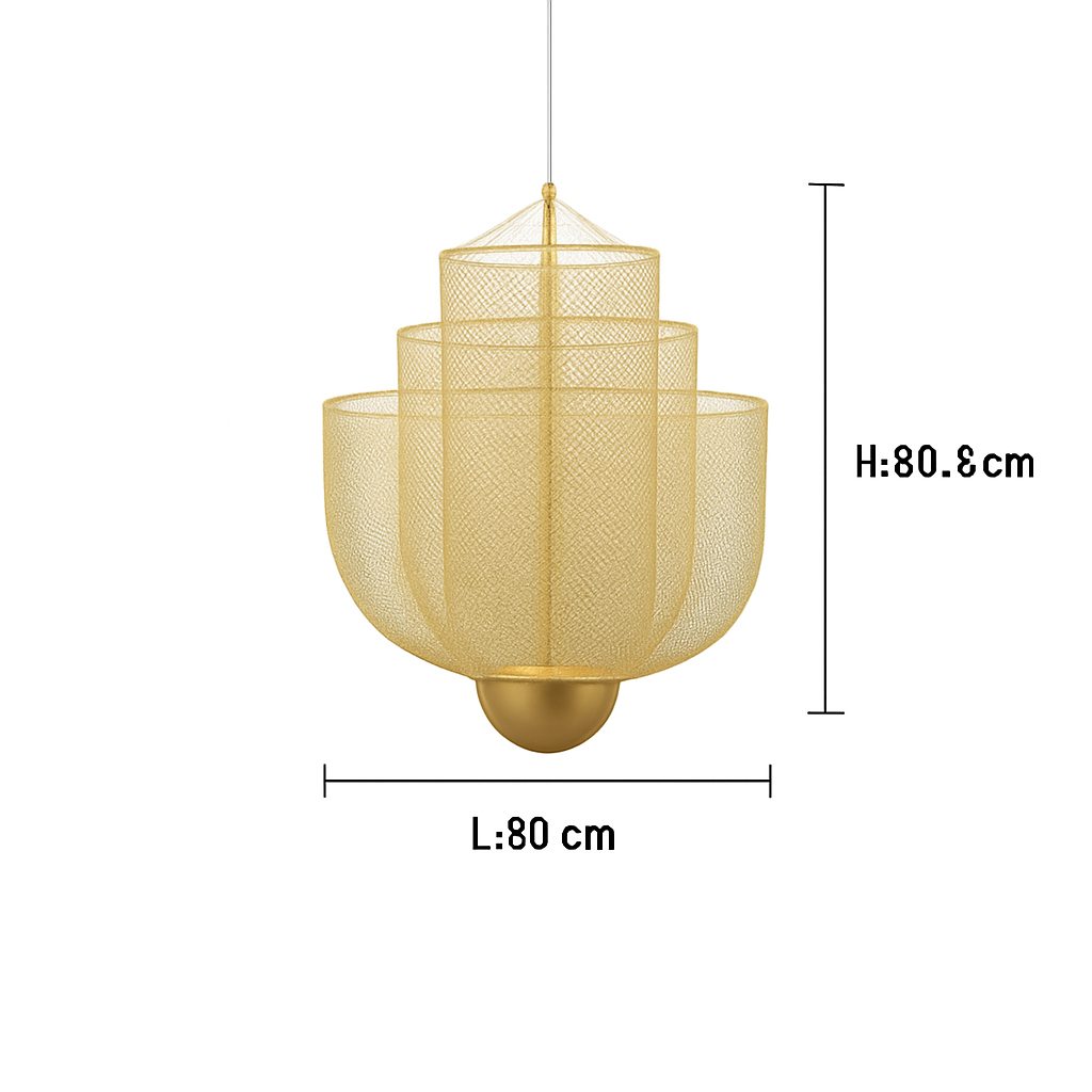 lustre nordique dimmable en grille métallique led géométrique