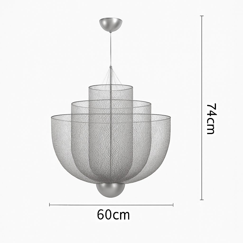 lustre nordique dimmable en grille métallique led géométrique