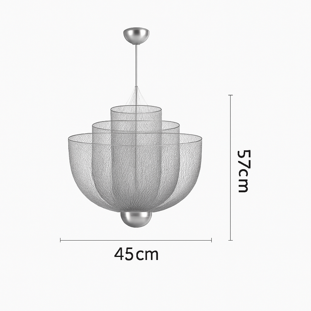 lustre nordique dimmable en grille métallique led géométrique