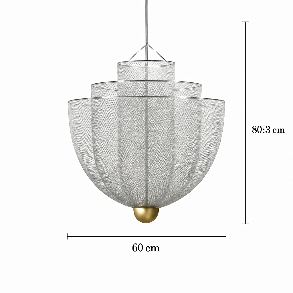 lustre nordique dimmable en grille métallique led géométrique