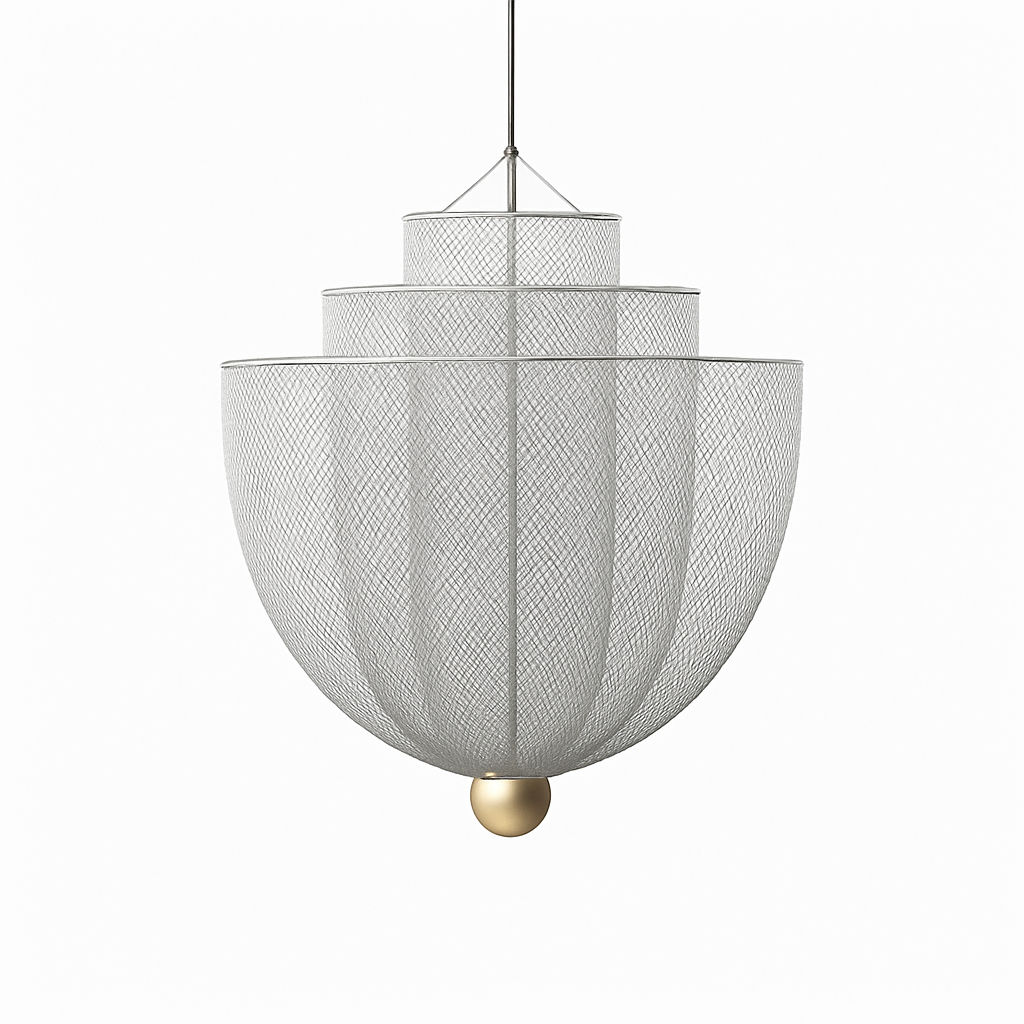 lustre nordique dimmable en grille métallique led géométrique