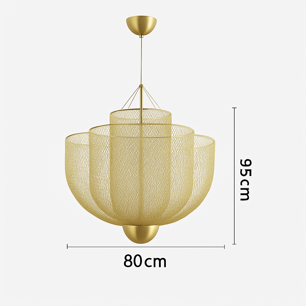 lustre nordique dimmable en grille métallique led géométrique
