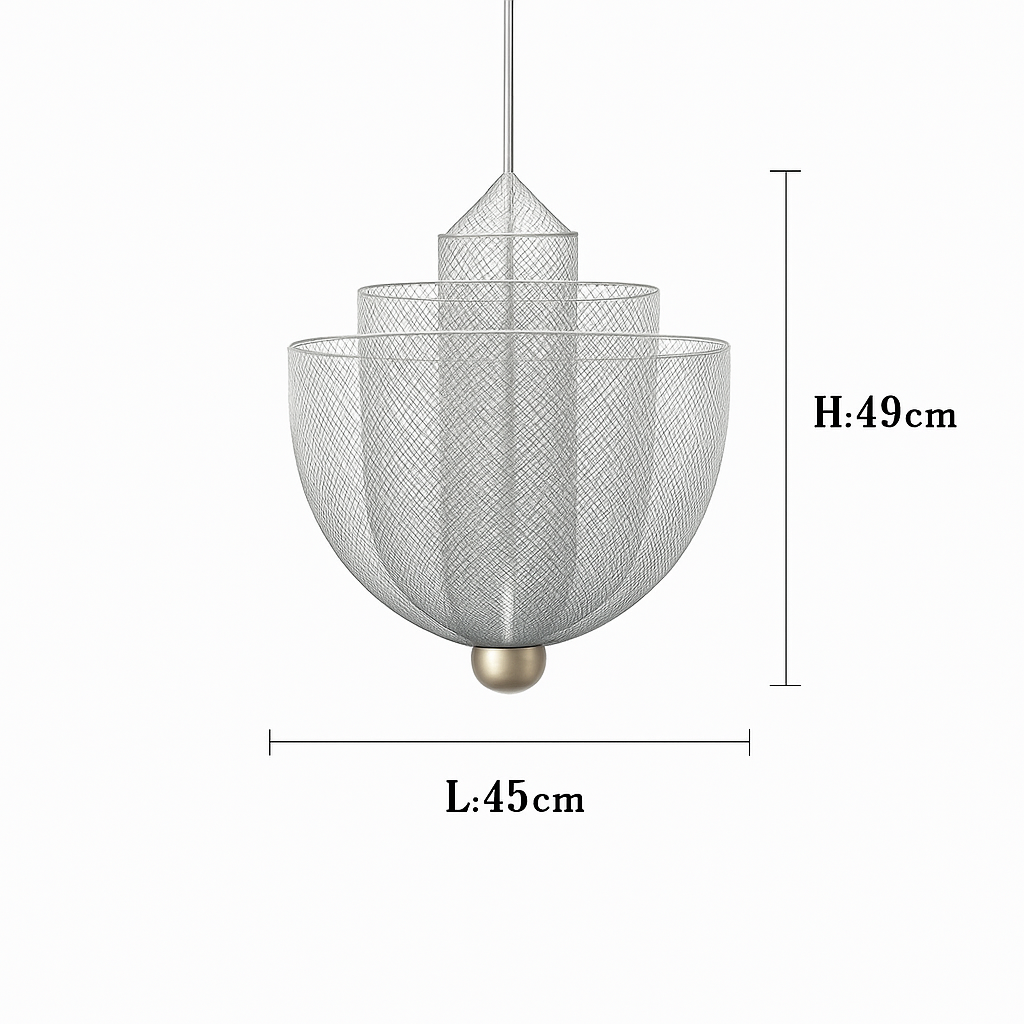 lustre nordique dimmable en grille métallique led géométrique