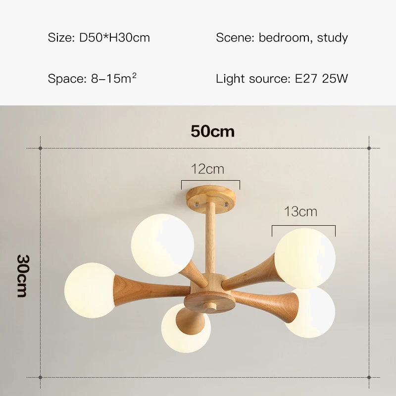 lustre nordique en bois et verre design ferme pour intérieur moderne