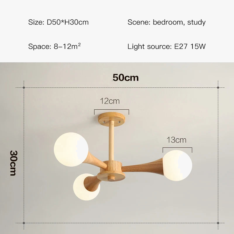 lustre nordique en bois et verre design ferme pour intérieur moderne