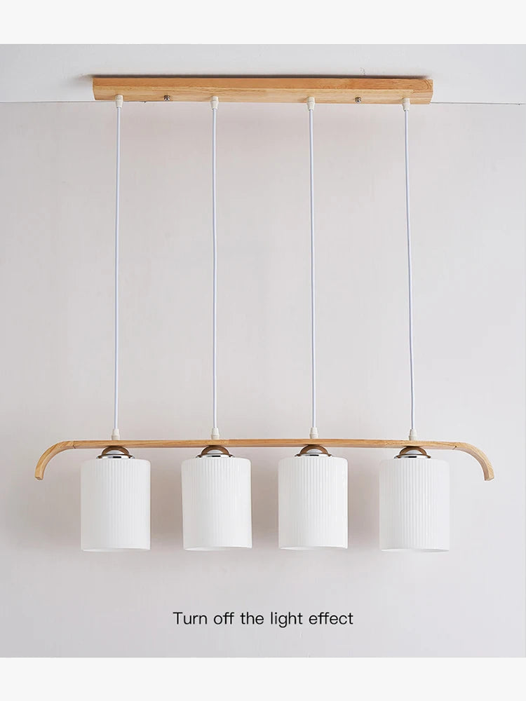 lustre nordique en bois et verre pour éclairage intérieur