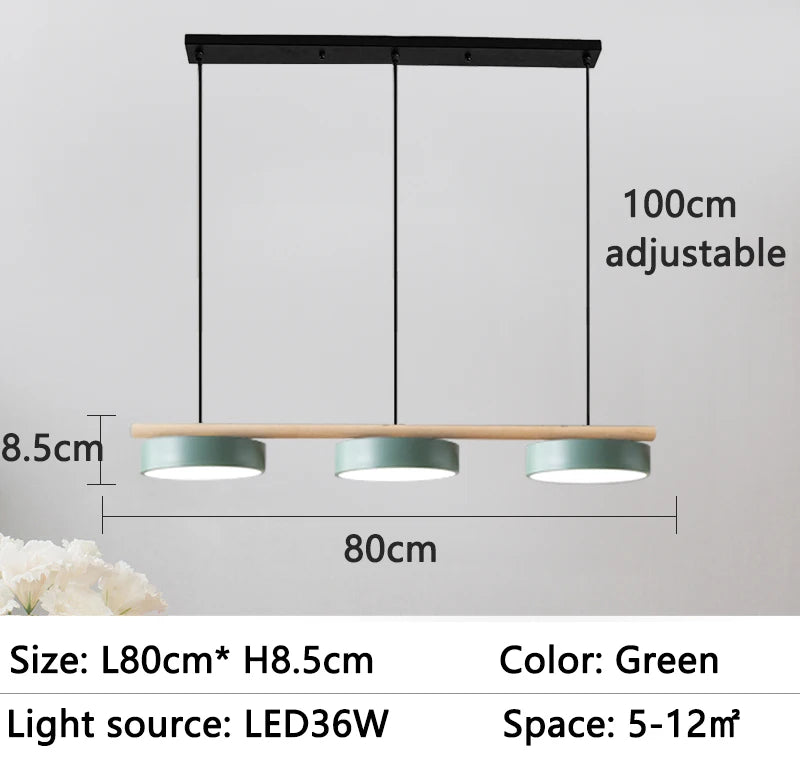 lustre nordique en bois massif avec led intégrée