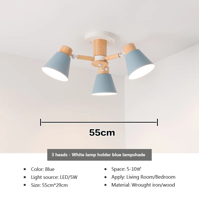 lustre nordique en bois massif éclairage moderne pour hôtel et restaurant