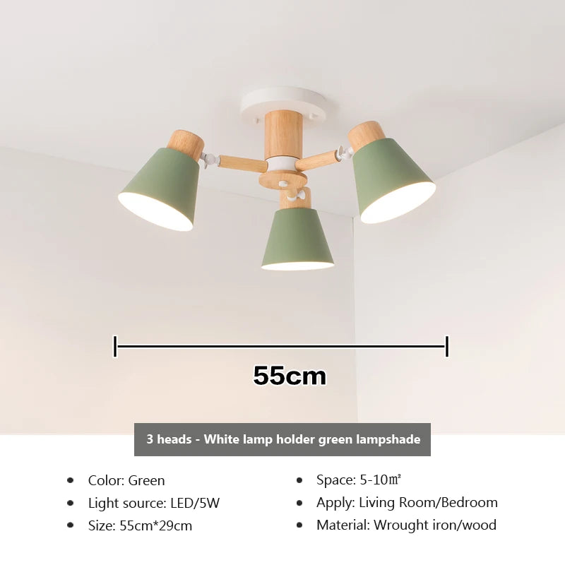 lustre nordique en bois massif éclairage moderne pour hôtel et restaurant