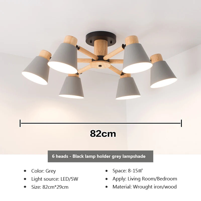 lustre nordique en bois massif éclairage moderne pour hôtel et restaurant