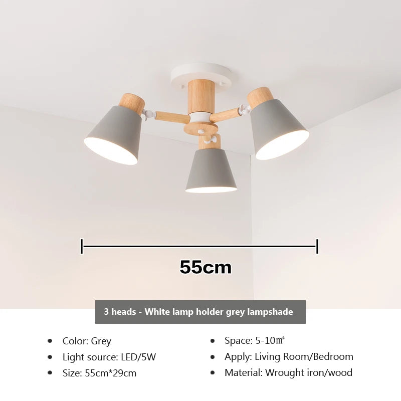 lustre nordique en bois massif éclairage moderne pour hôtel et restaurant