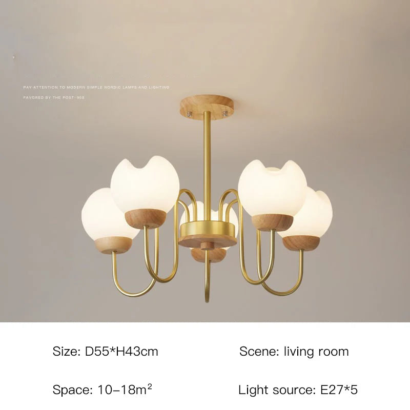 lustre nordique en bois massif pour décoration intérieure élégante
