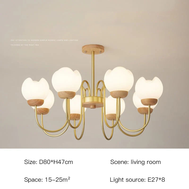lustre nordique en bois massif pour décoration intérieure élégante