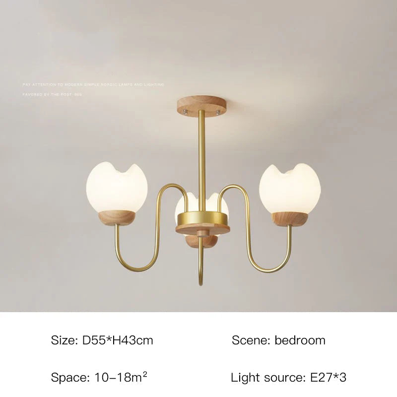 lustre nordique en bois massif pour décoration intérieure élégante