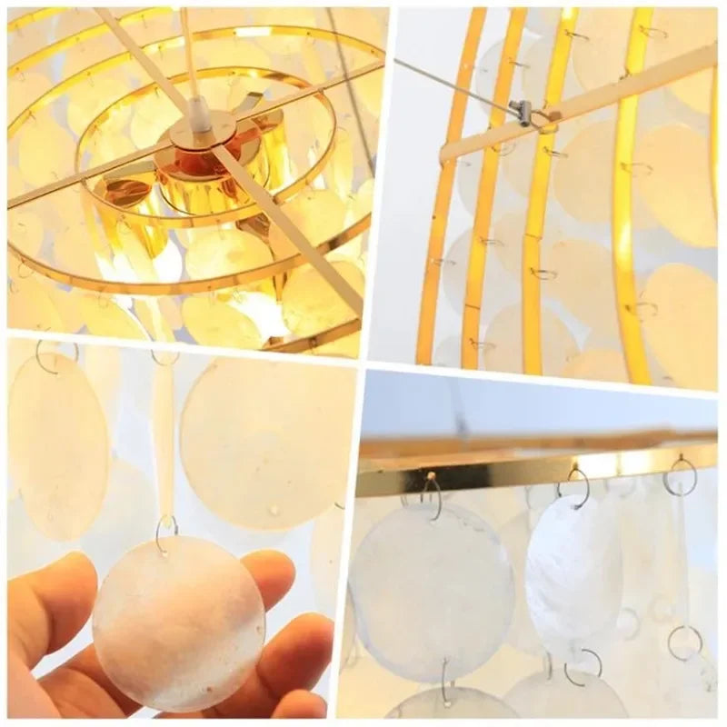 lustre nordique en coquillage avec luminaire à led