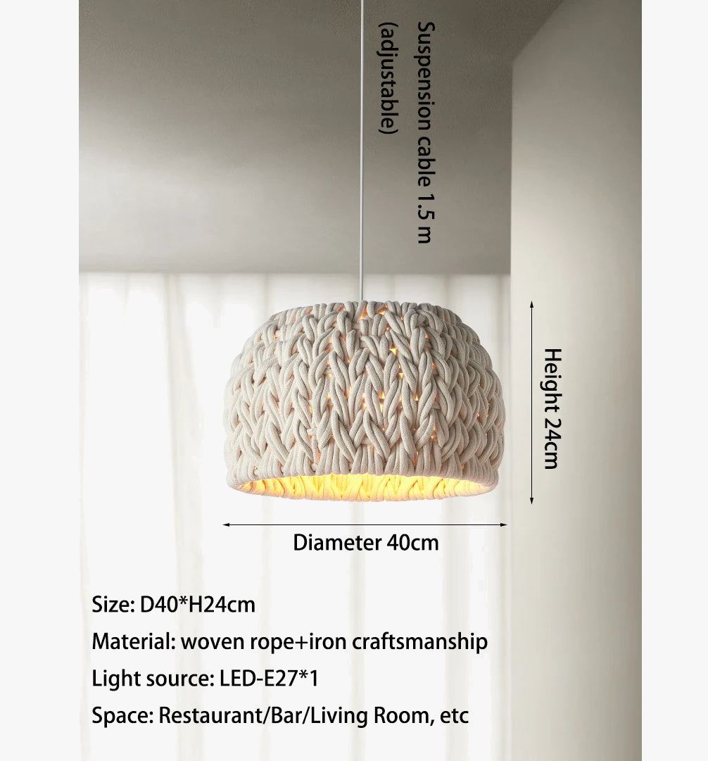lustre nordique en corde tissée à la main pour éclairage intérieur