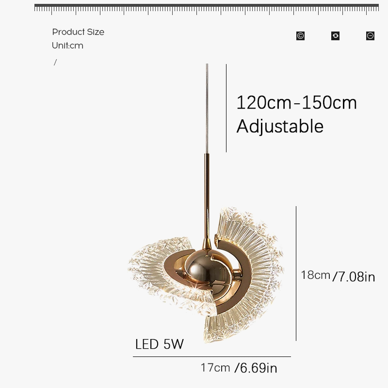 lustre nordique en cristal acrylique avec éclairage led
