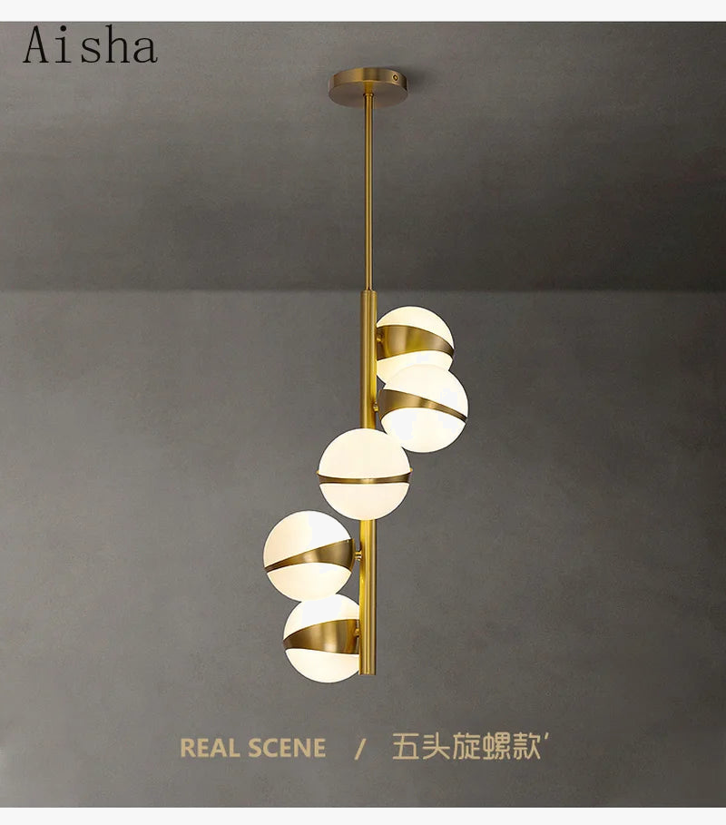 lustre nordique en cuivre design pour éclairage intérieur créatif