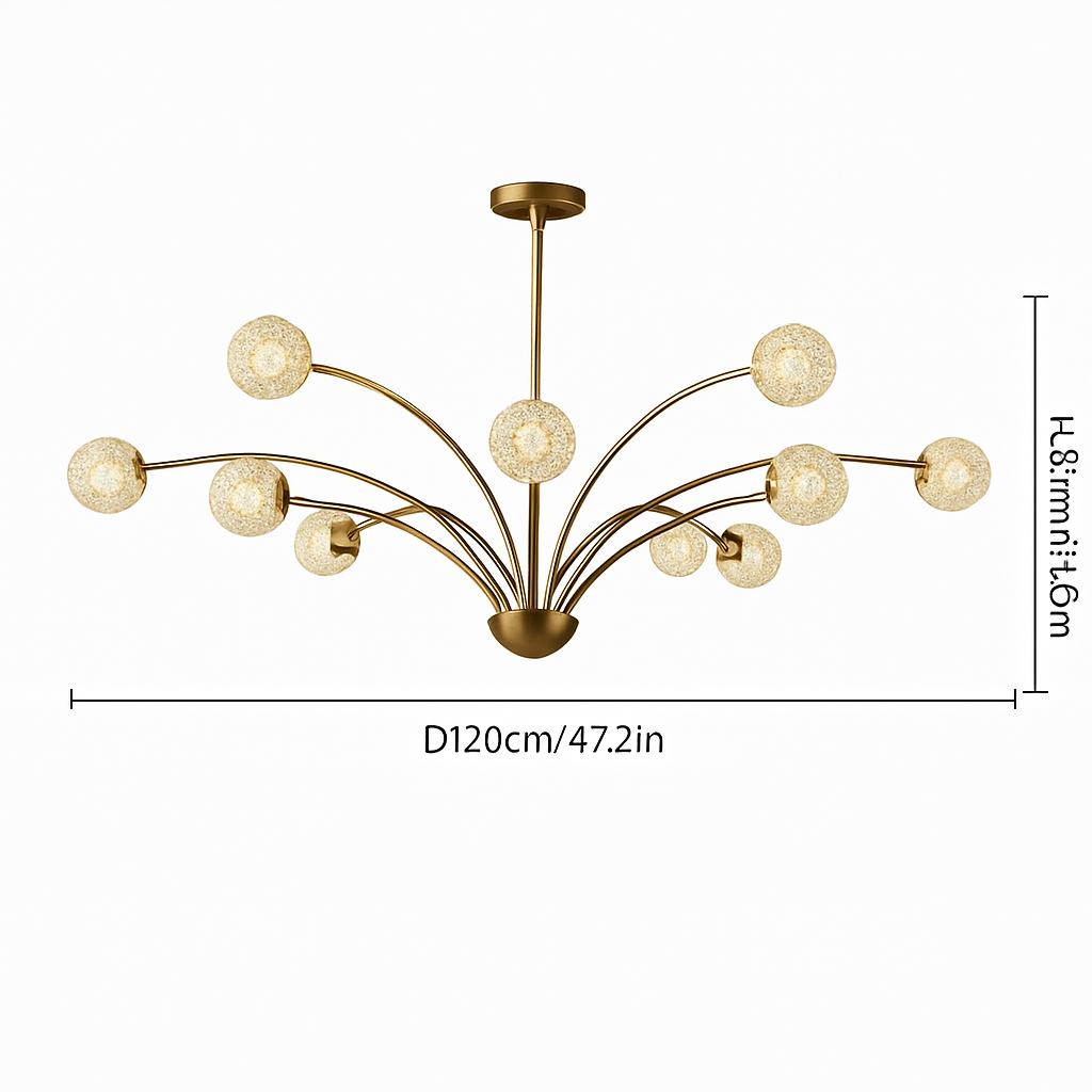 lustre nordique en cuivre et cristal design élégant et luxueux