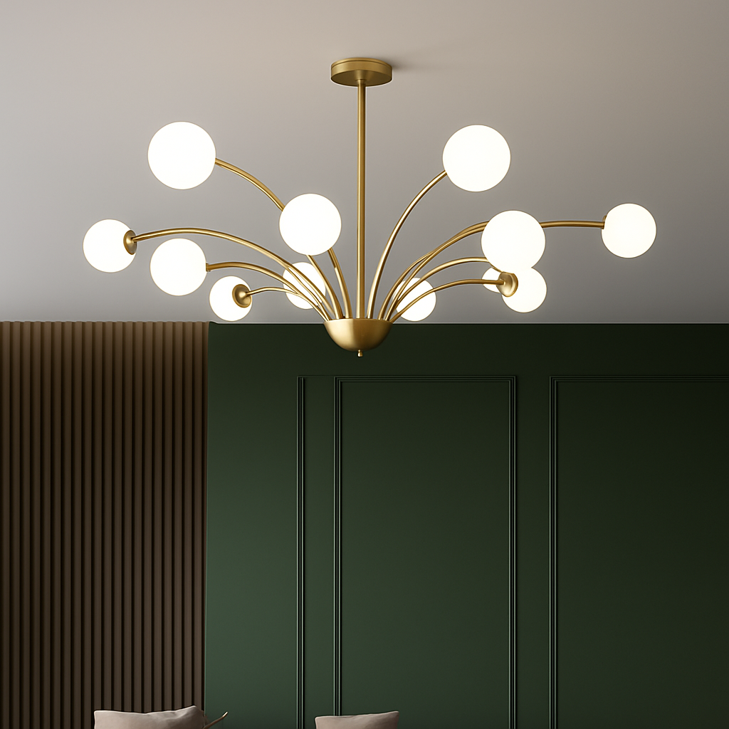 lustre nordique en cuivre et cristal design élégant et luxueux