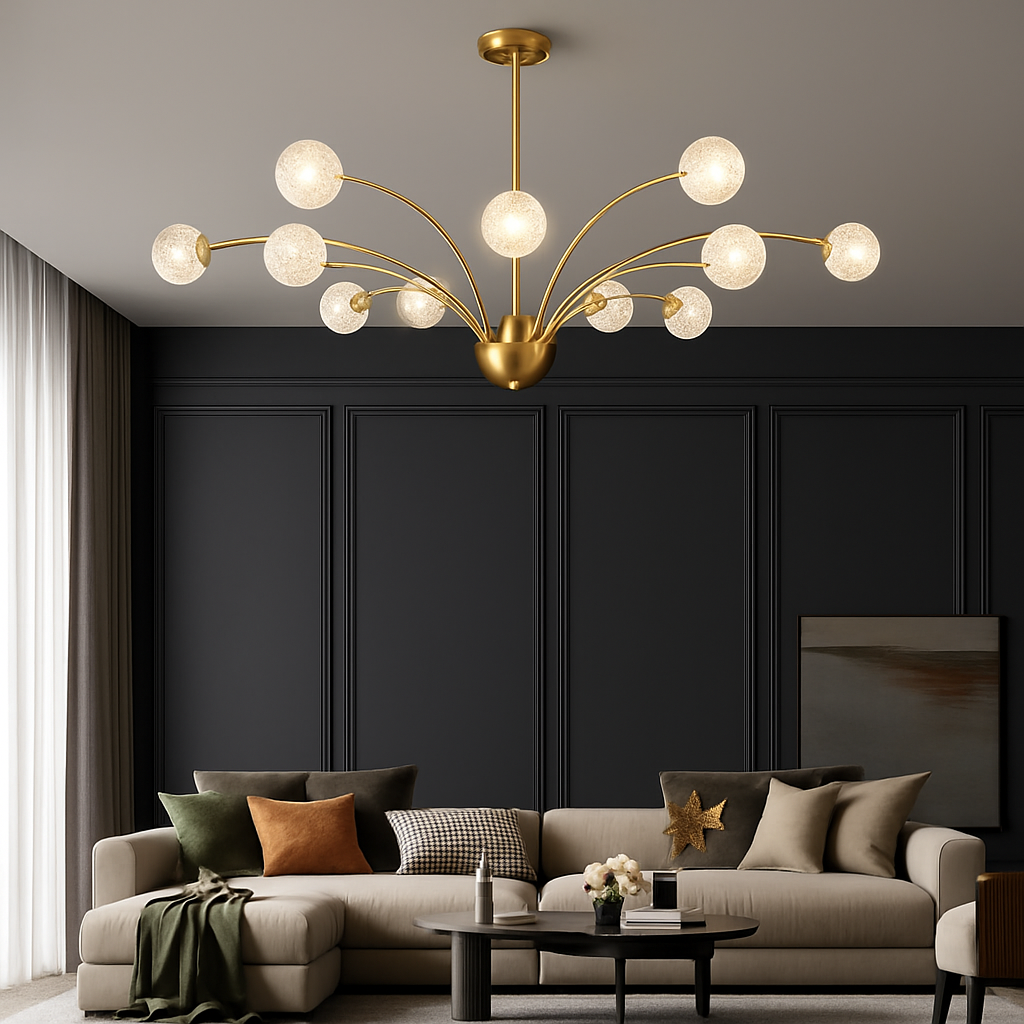 lustre nordique en cuivre et cristal design élégant et luxueux