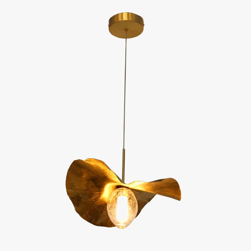 lustre nordique en cuivre forme de feuille de lotus suspendu