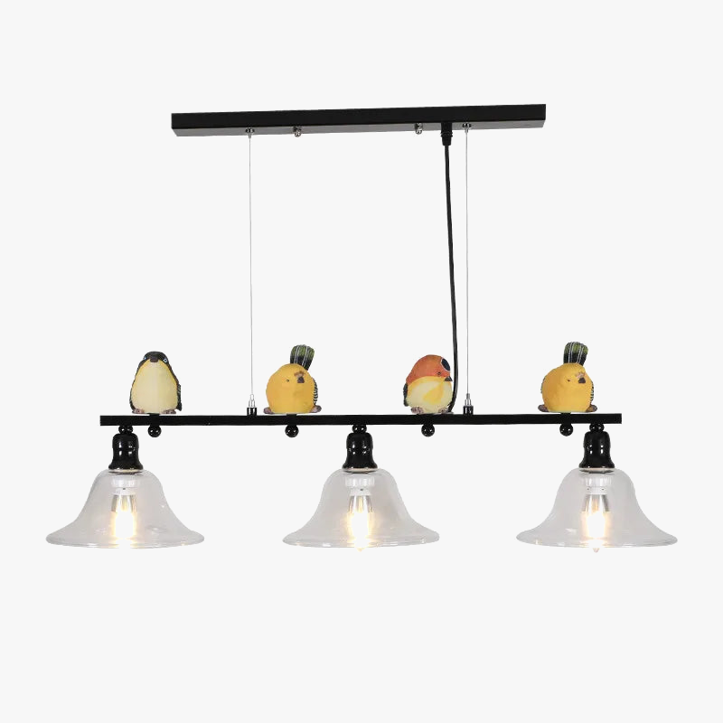 lustre nordique en fer verre et résine oiseau décoratif