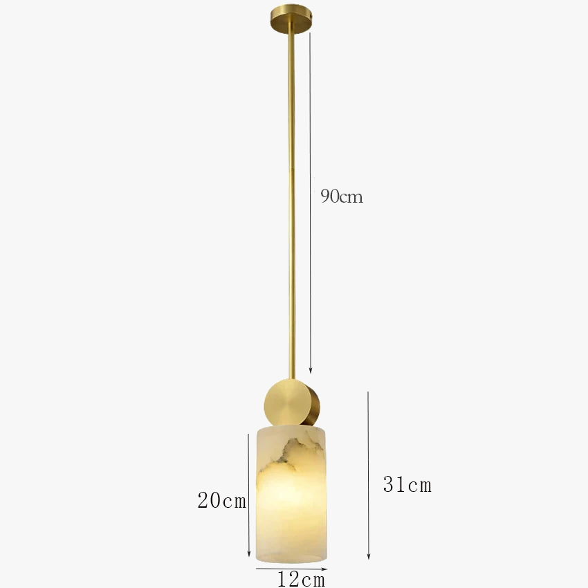 Suspension nordique en marbre et cuivre avec lumières led