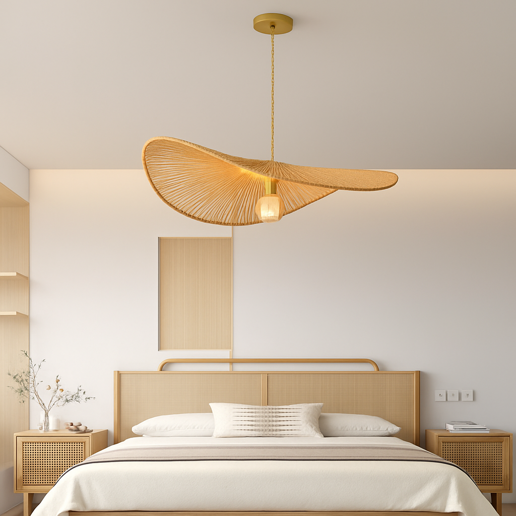 lustre nordique en paille pour décoration moderne intérieure