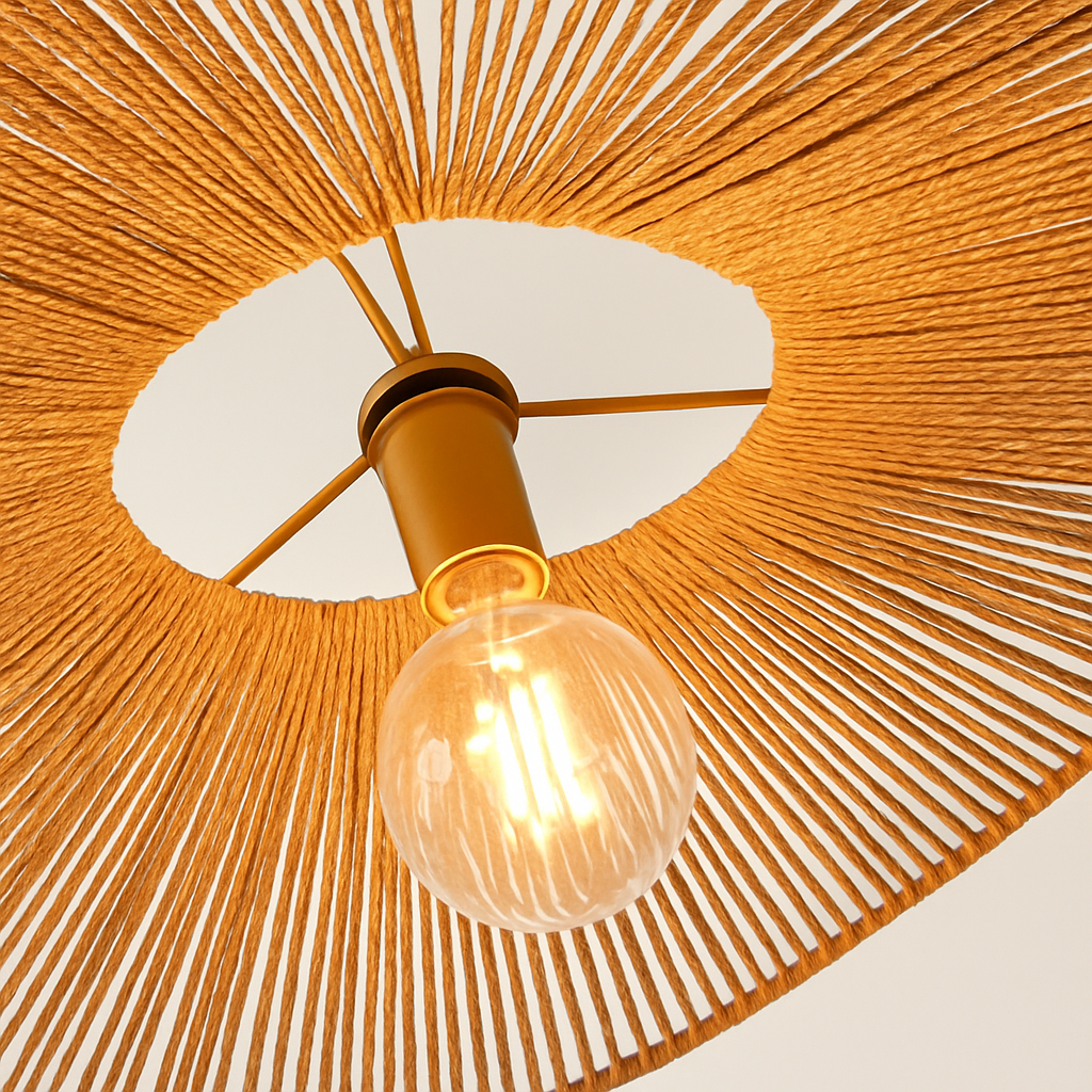lustre nordique en paille pour décoration moderne intérieure