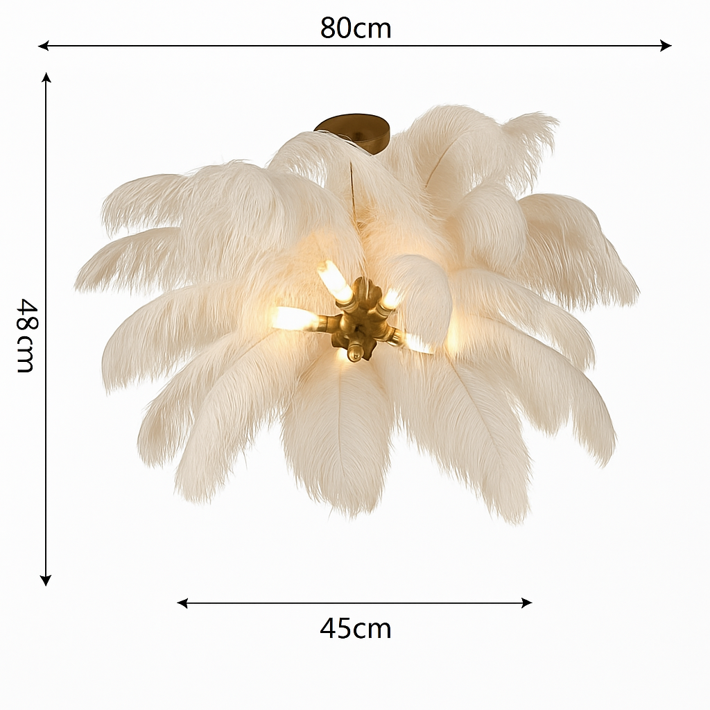 lustre nordique en plumes d'autruche naturelles suspendu