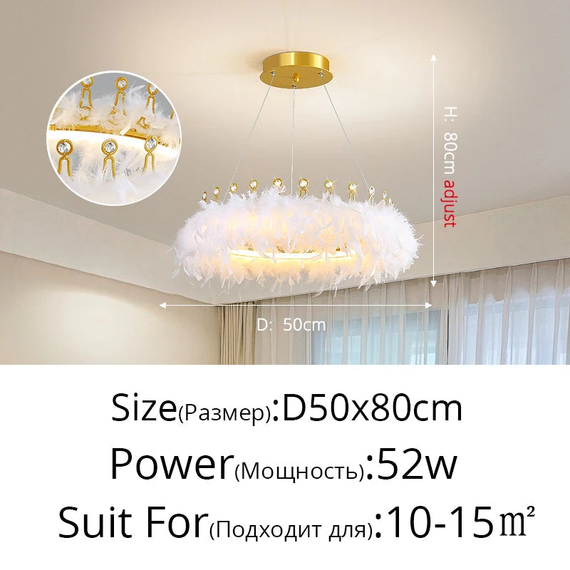 lustre nordique en plumes pour chambre de filles style luxe créatif