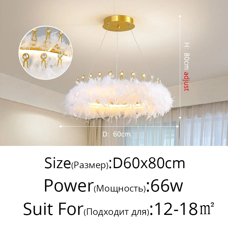 lustre nordique en plumes pour chambre de filles style luxe créatif