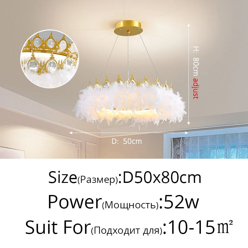 lustre nordique en plumes pour chambre de filles style luxe créatif