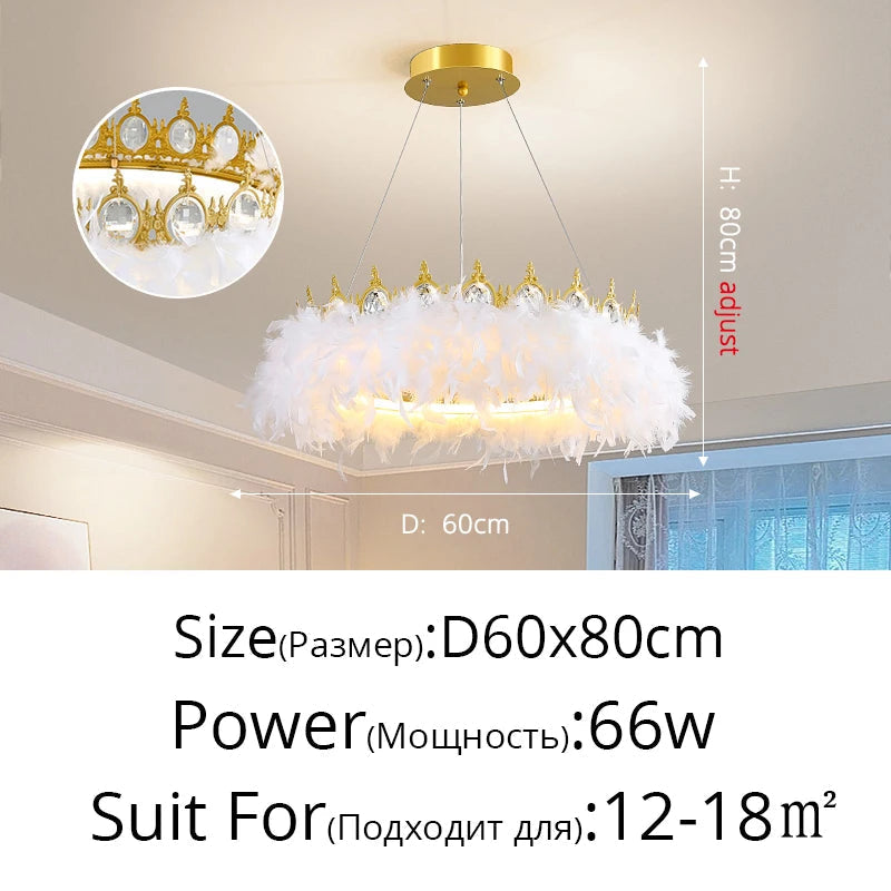 lustre nordique en plumes pour chambre de filles style luxe créatif