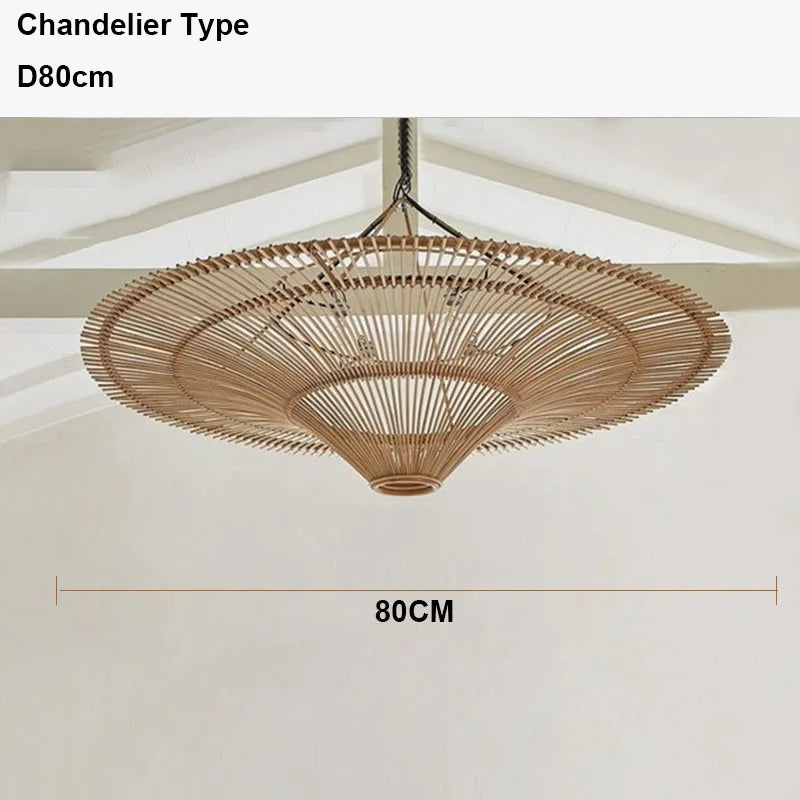 Lustre nordique en rotin parapluie moderne