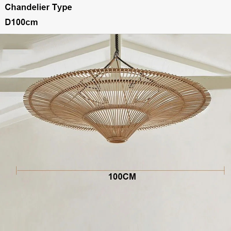 Lustre nordique en rotin parapluie moderne