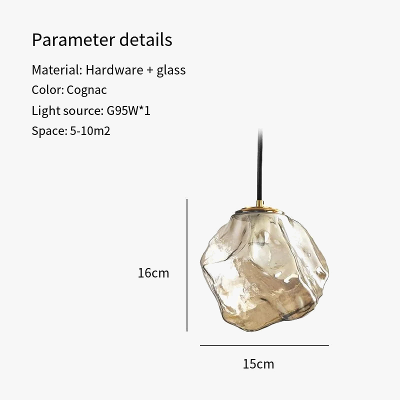 lustre nordique en verre lave glace forme créative rétro
