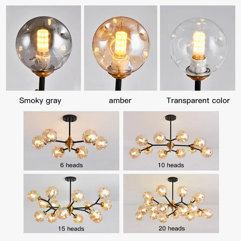 lustre nordique en verre pour décoration intérieure élégante