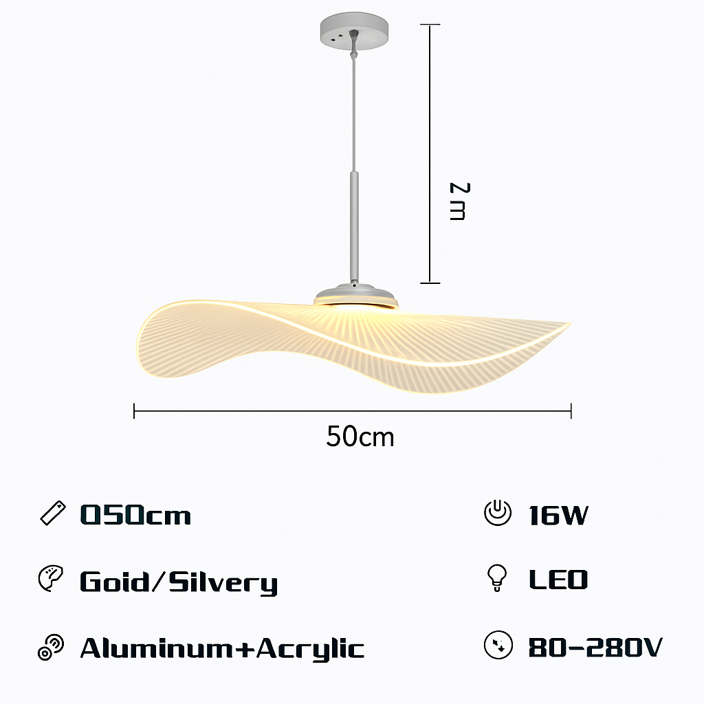 lustre nordique led acrylique design vagues postmoderne