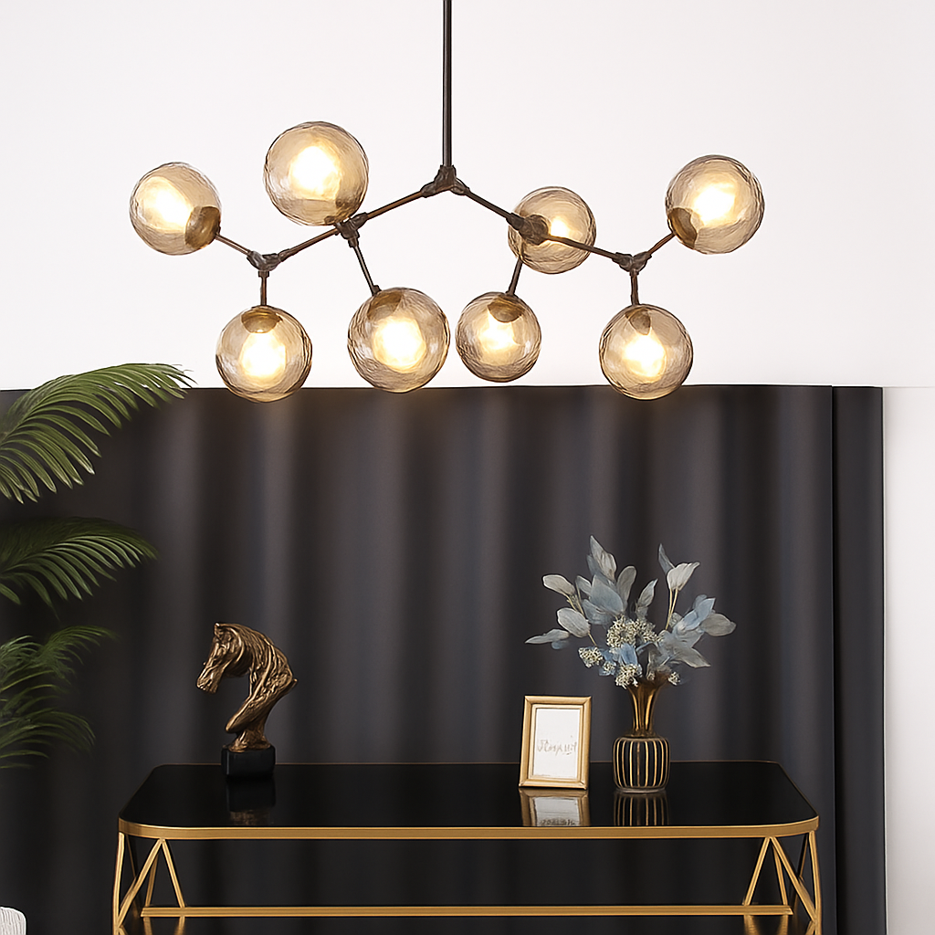 lustre nordique led créatif avec abat-jour multicolore en verre