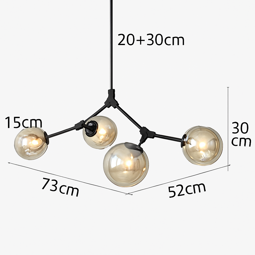 lustre nordique led créatif avec abat-jour multicolore en verre