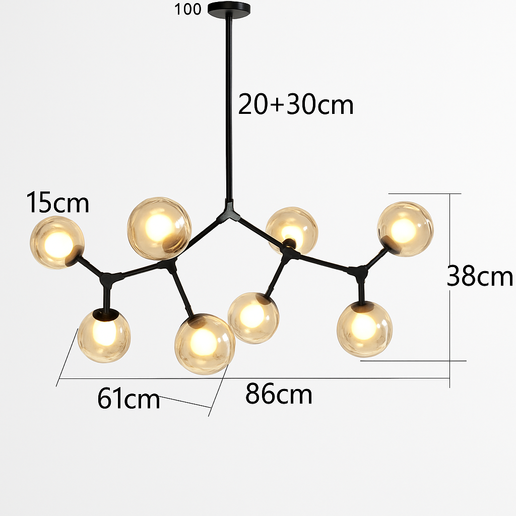 lustre nordique led créatif avec abat-jour multicolore en verre