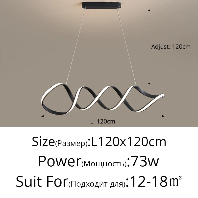 lustre nordique à led moderne atmosphérique et torsadé