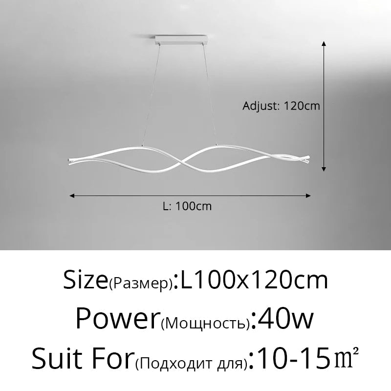lustre nordique à led moderne atmosphérique et torsadé