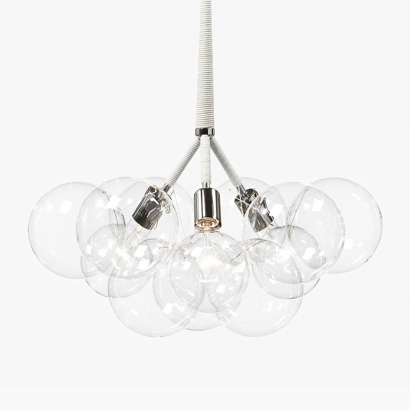 lustre nordique à lunettes avec fils café et lampes en verre