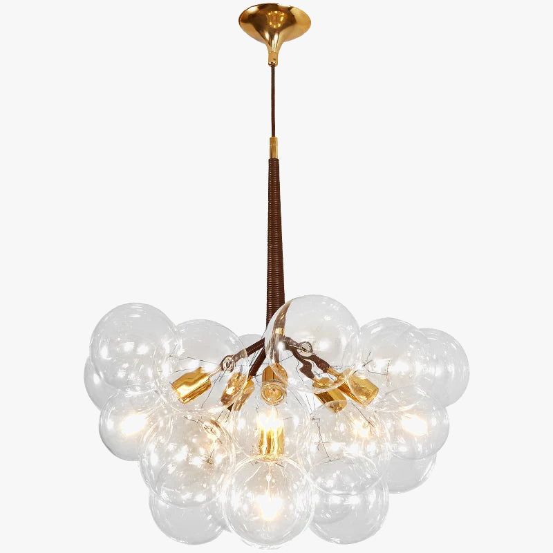 lustre nordique à lunettes avec fils café et lampes en verre