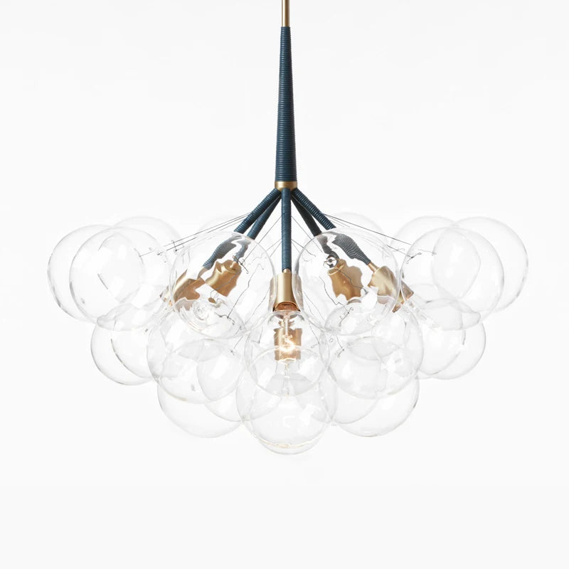 lustre nordique à lunettes avec fils café et lampes en verre