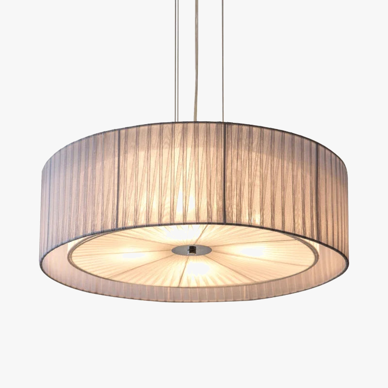 lustre nordique moderne en fer avec abat-jour tissu décoratif