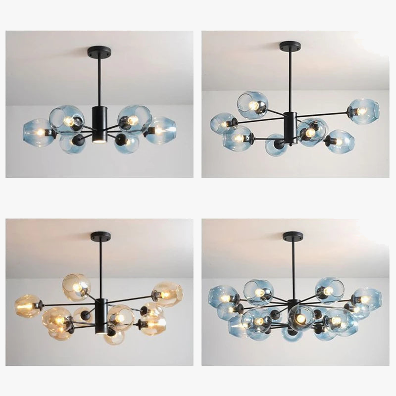 lustre nordique moderne en verre et fer pour décoration